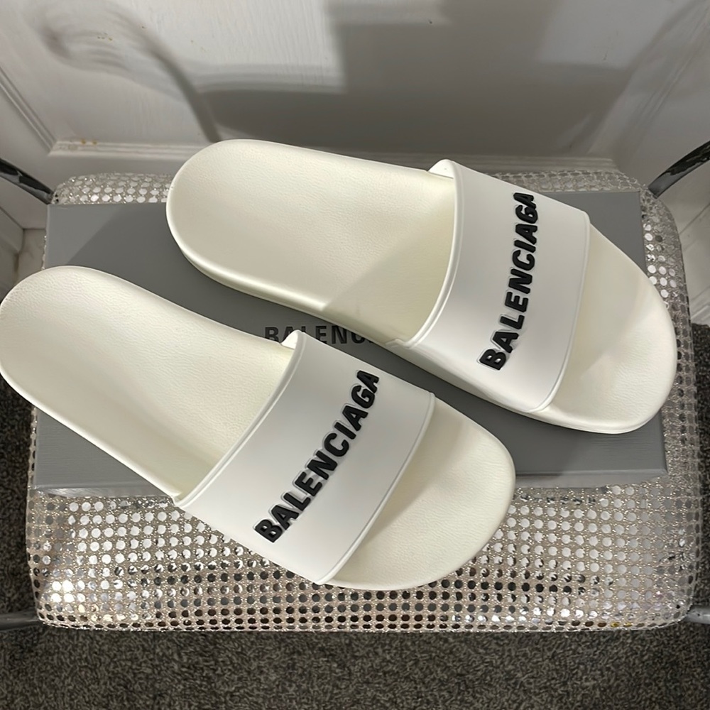 Balenciaga White/Black Slides *NEW*